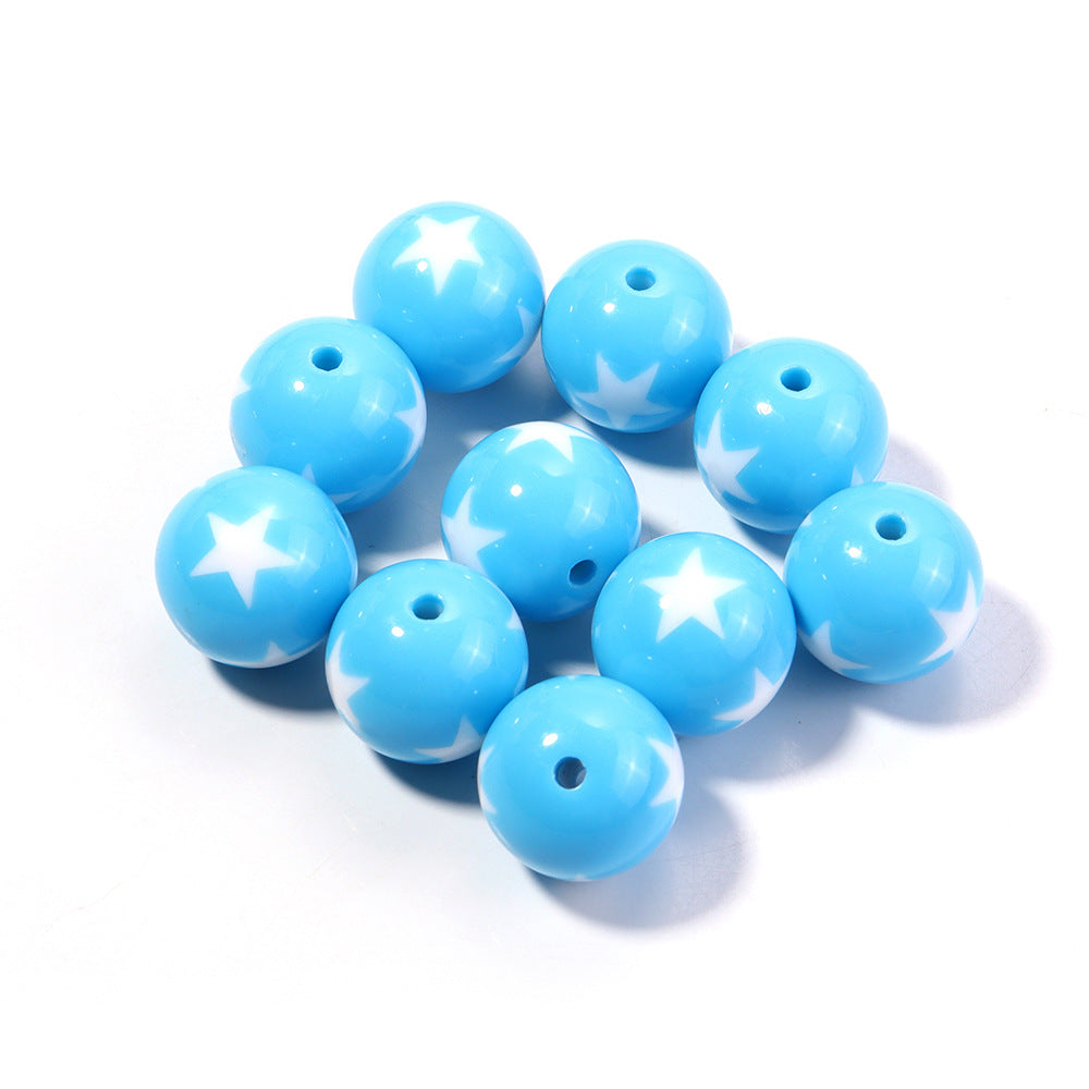 Wholesale 20pcs Painted double-sided heart-shaped pentagram Acrylic Beads