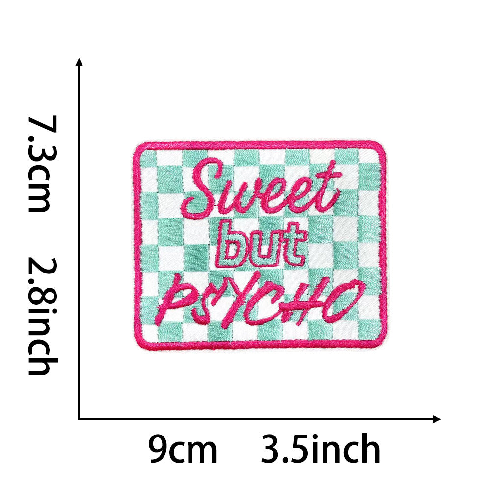 Wholesale 20 Styles Pink Letter Gold Plaid Polyester DIY Iron On Embroidered Patches For Shoes Hats Stylish Gift