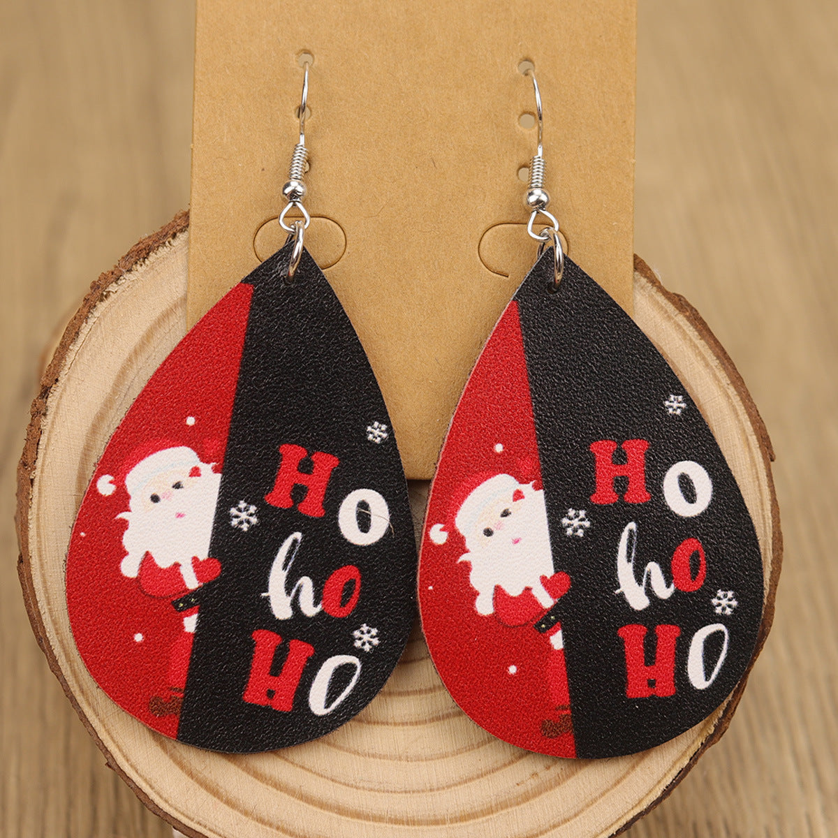 Wholesale Cute Christmas Tree  Plaid Christmas Tree Leopard Print Women' s Earrings