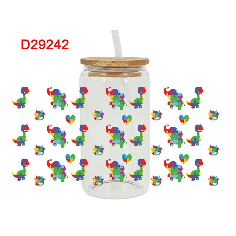 Wholesale Color Puzzle Autism Series 16oz Cup UV DTF Wraps