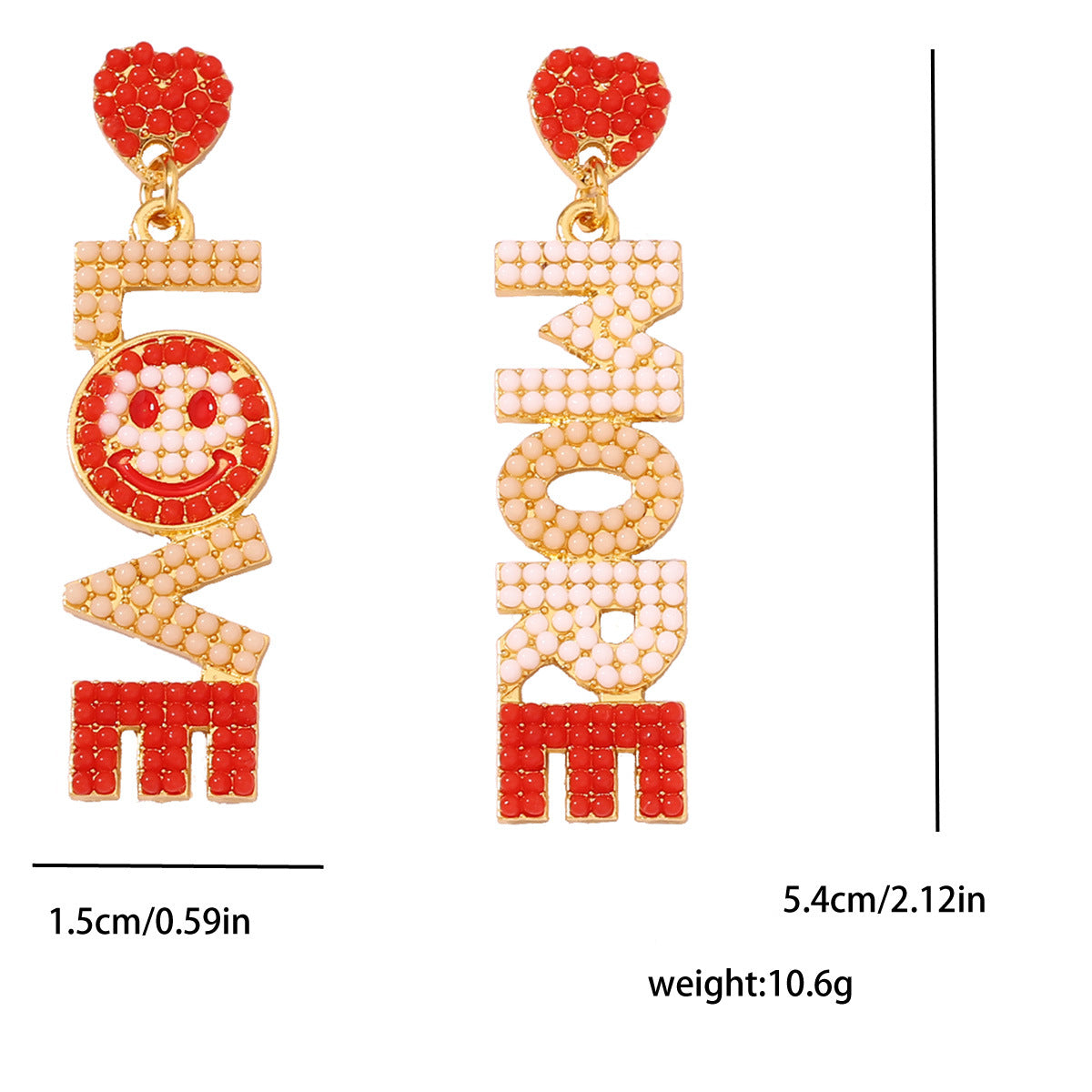 Wholesale Valentine's Day LOVE Rice Bead Earrings