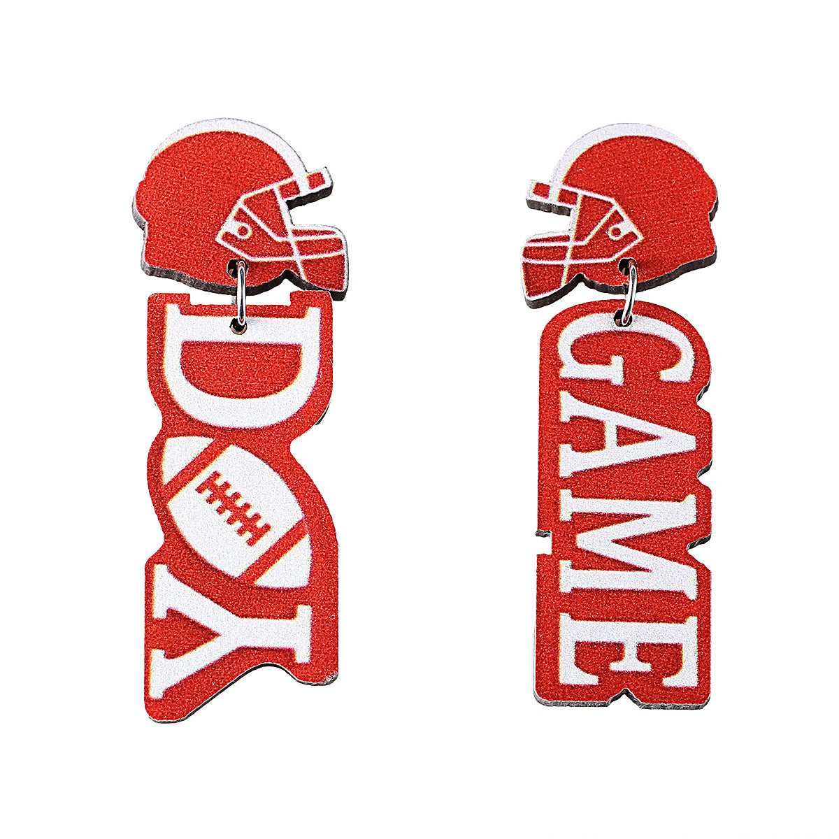 Wholesale  New Rugby Letter Helmet Stitching Pendant Earrings Rugby Events Wooden Double-sided Earrings Earrings