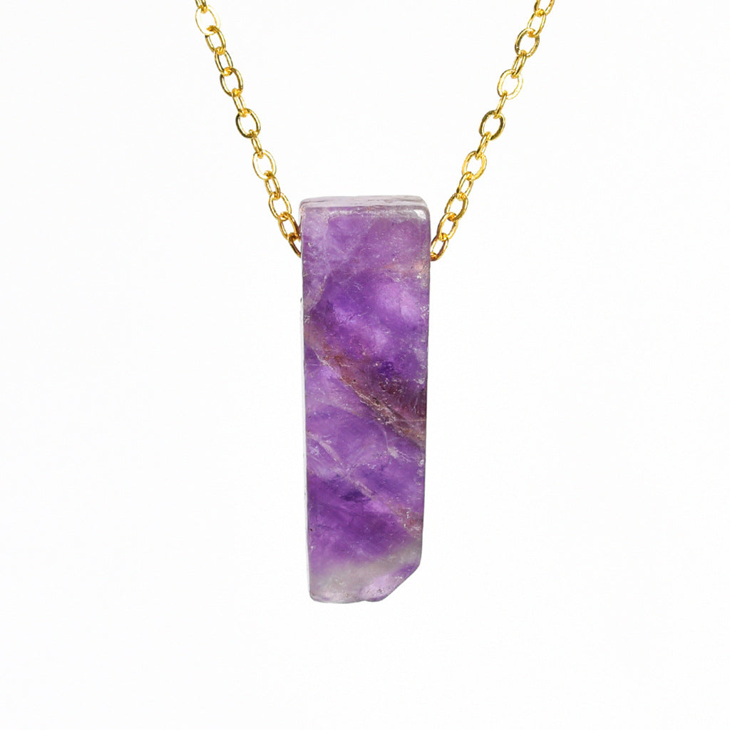 Wholesale Crystal Agate Irregular Flat Strip Pendant Necklace