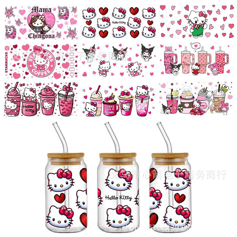 Wholesale 5pcs Cartoon Valentine' s Day  16oz Cup UV DTF Wraps OLY Exclusive