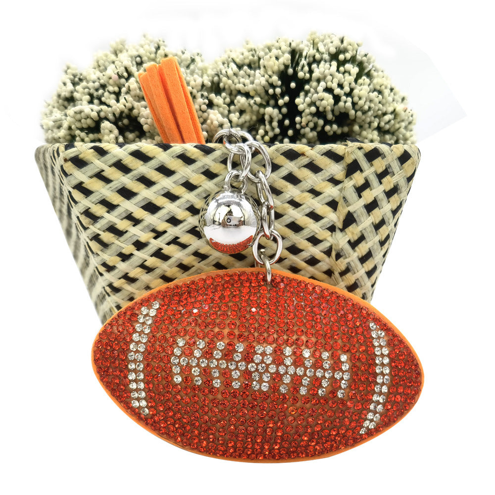 Wholesale 4pcs Diamond studded rugby Rhinestone Keychain