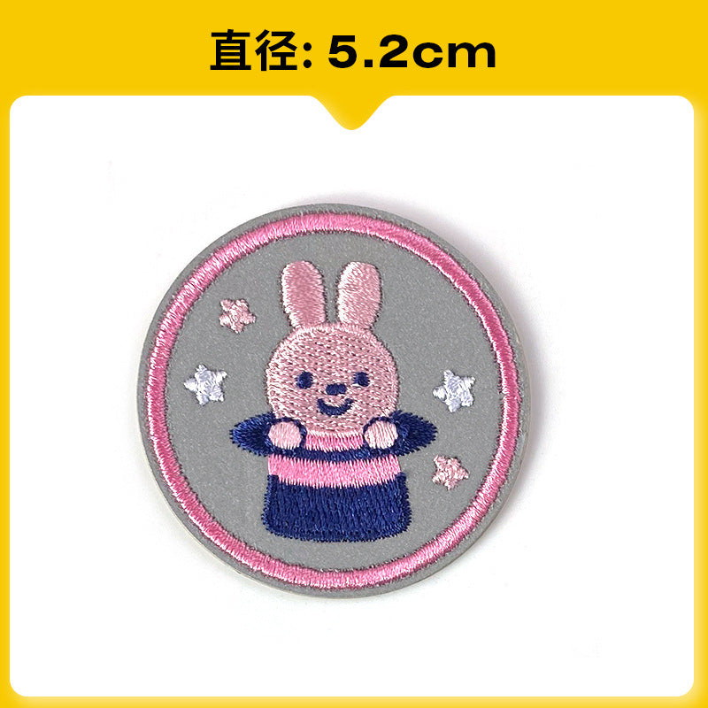 Wholesale Chic Reflective Cartoon Embroidered Patch For Backpack Coat School Bag Safety Decorative Badge