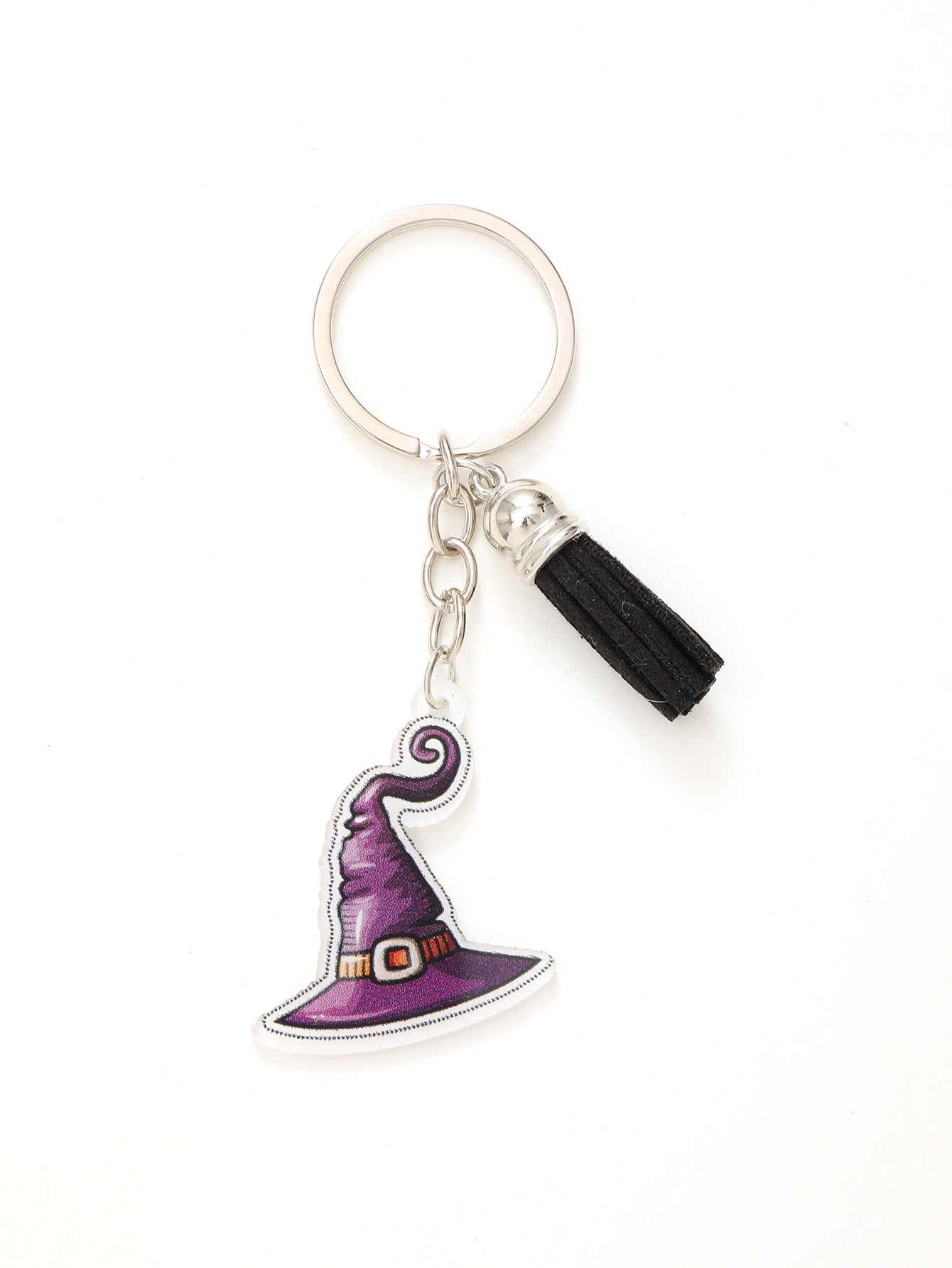Wholesale Halloween Funny Acrylic Bat Pumpkin Head Witch Tassel Keychain