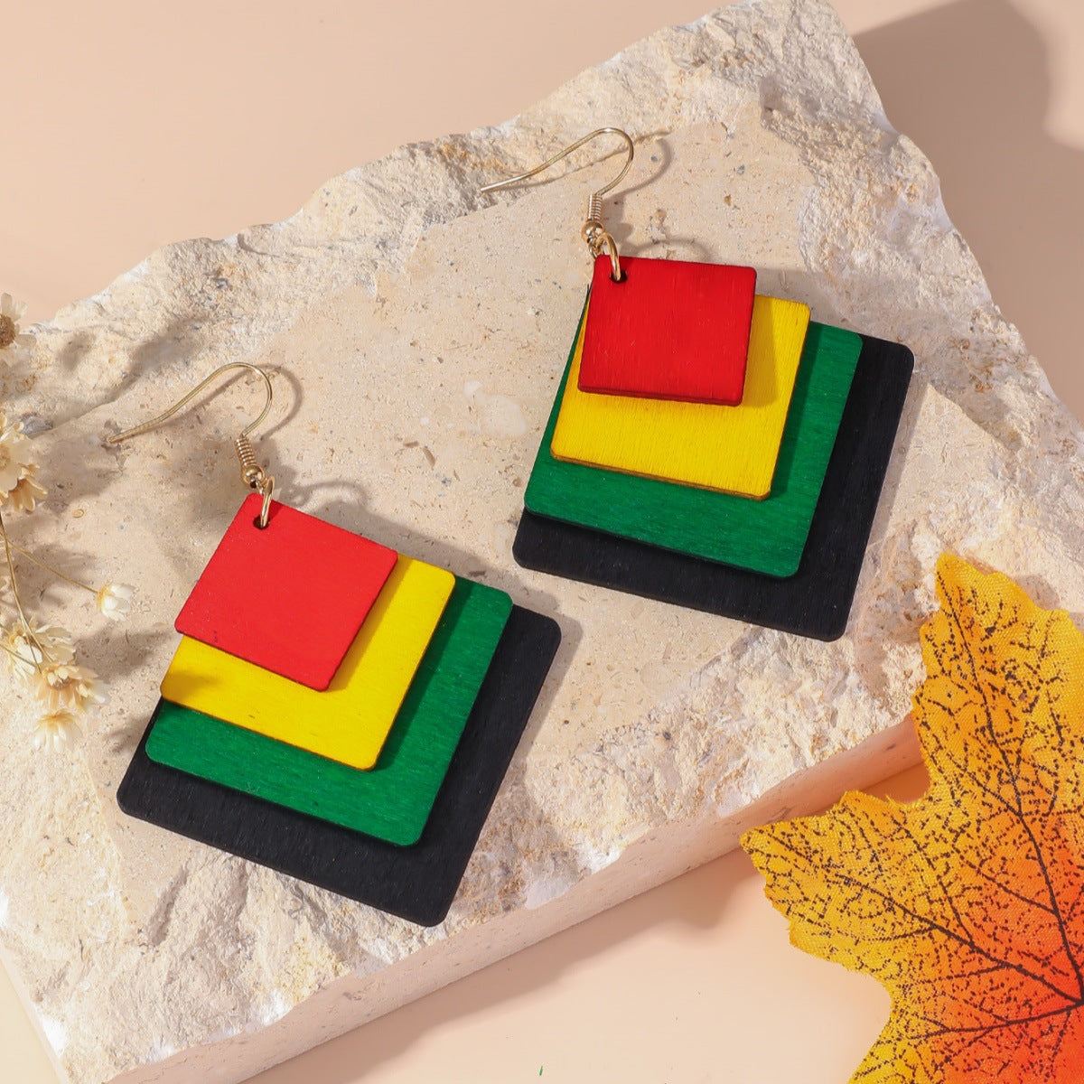 Wholesale Simple Fashion Wood Geometric Earrings