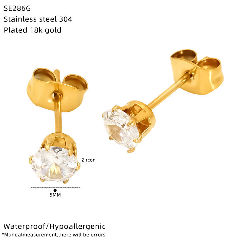Wholesale Titanium Steel Zircon Pearl Steel Bead Earrings Niche Versatile Light Luxury Earrings