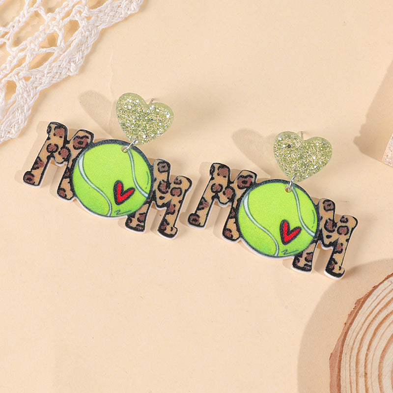 Wholesale Ball Sports Acrylic Ball Mother’s Day Gift Earrings