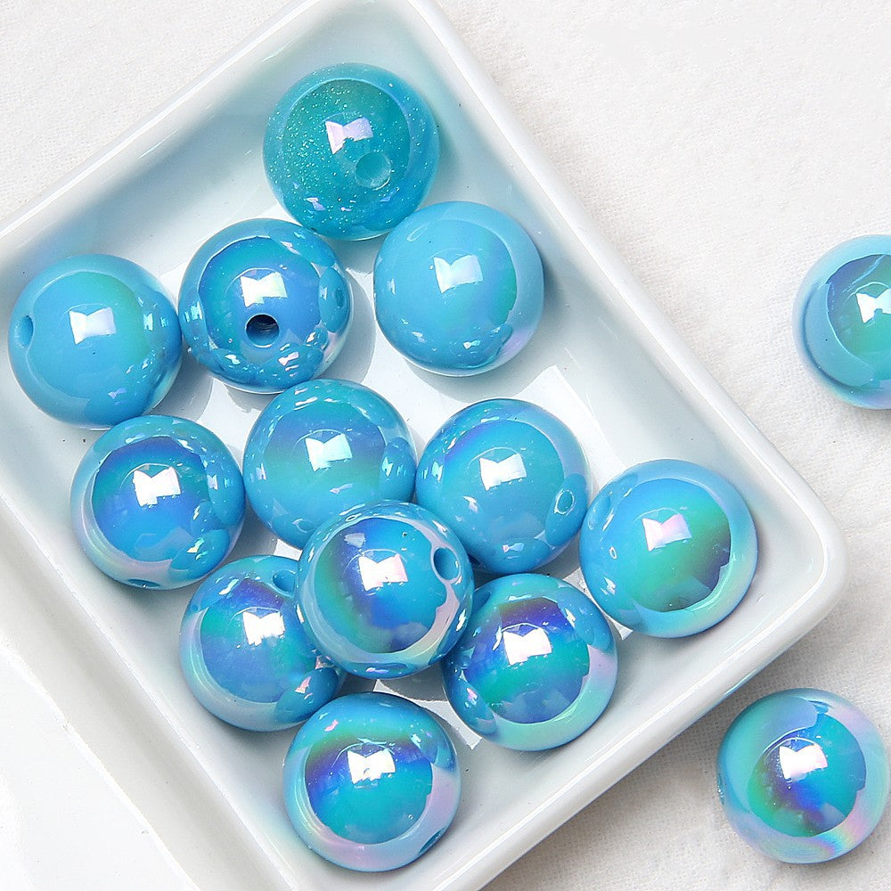 Wholesale 20pcs acrylic plated color beaded hand-painted beads ovules diy