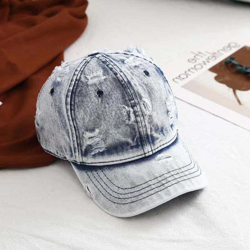 Wholesale Cotton Denim Ripped Baseball Cap
