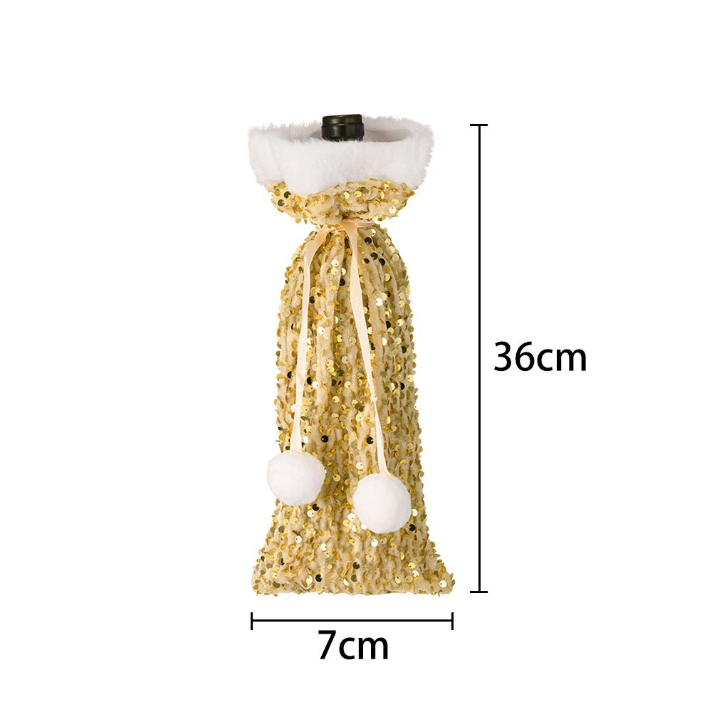 Wholesale New Christmas Glitter Bar Home Plush Wine Bottle Bag