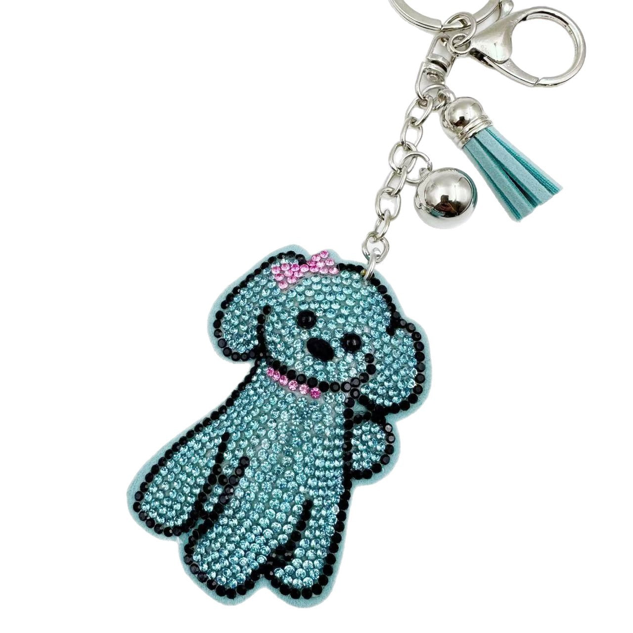 Wholesale Rhinestone Dog Keychain Cute Cartoon Design Bag Charm Wedding Favor Car Key Accessory