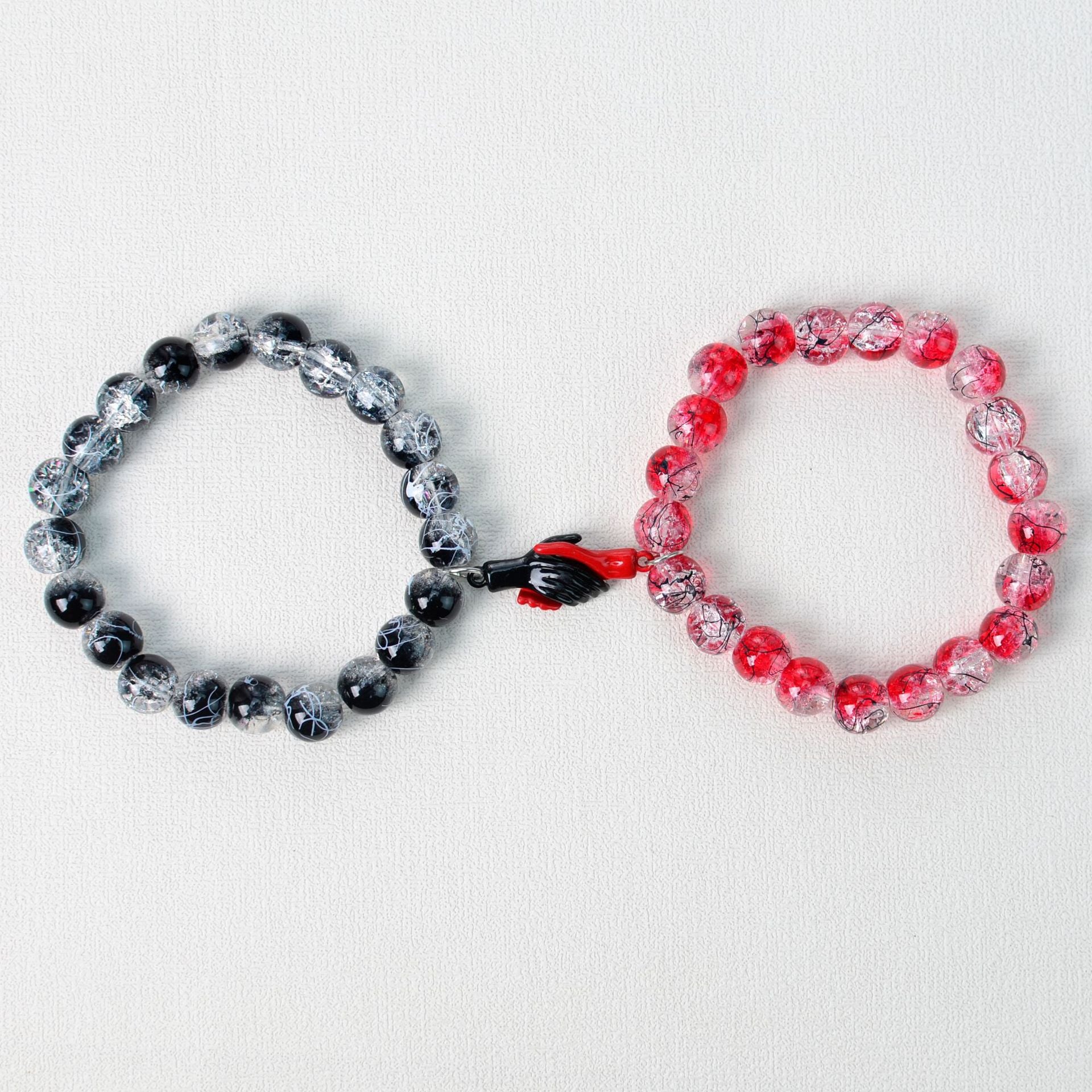 Wholesale 8mm Jade-Like Double-Layer Explosion Glass Straight Hole  Bracelet