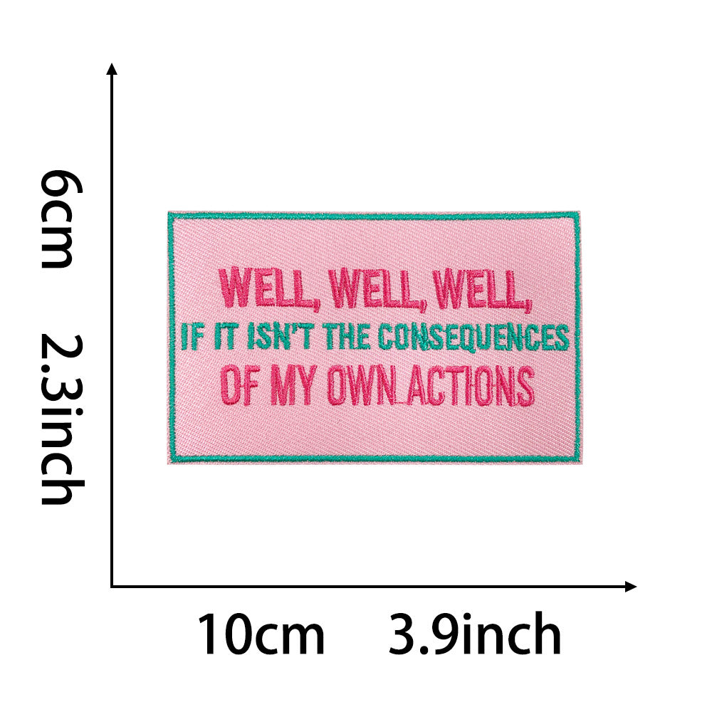 Wholesale Towel Embroidery Iron On Patches Retro Funny Text Rectangular For Coats Everyday