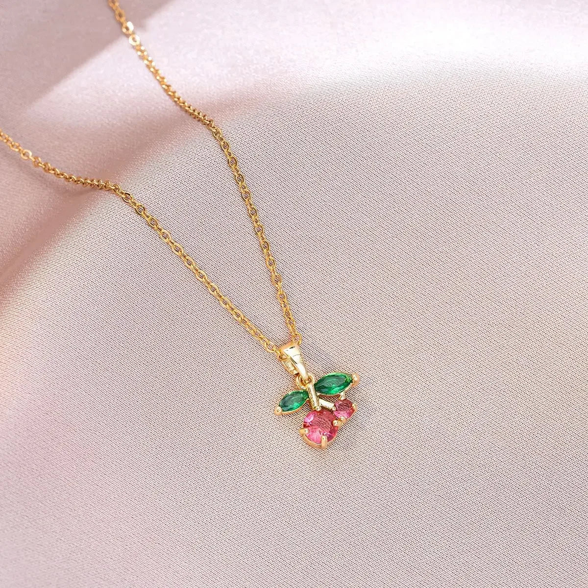 Wholesale Cherry necklace titanium steel clavicle chain