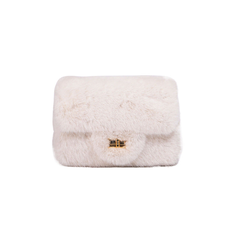 Wholesale Plush Bag Shoulder Crossbody Bag Chain Solid Color Lock Plush Bag
