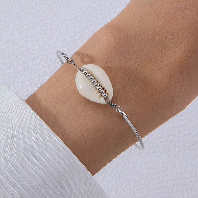 Wholesale Petal Pearl Alloy Open Bracelet
