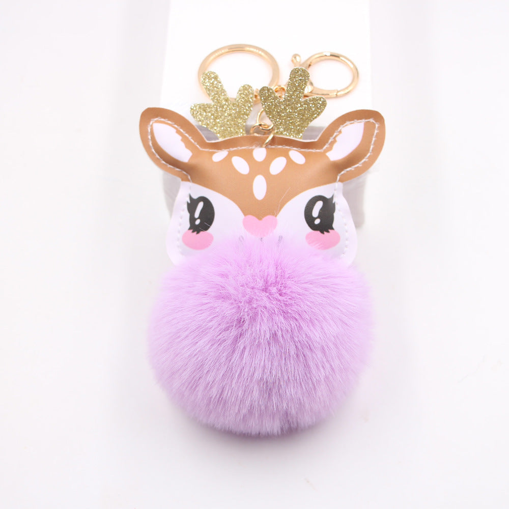 Wholesale Cute Plush Fawn Keychain Cartoon Deer Bag Charm Pendant Christmas Gift Car Key Accessory