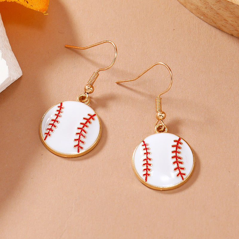 Wholesale Baseball Drip Oil Alloy Earrings