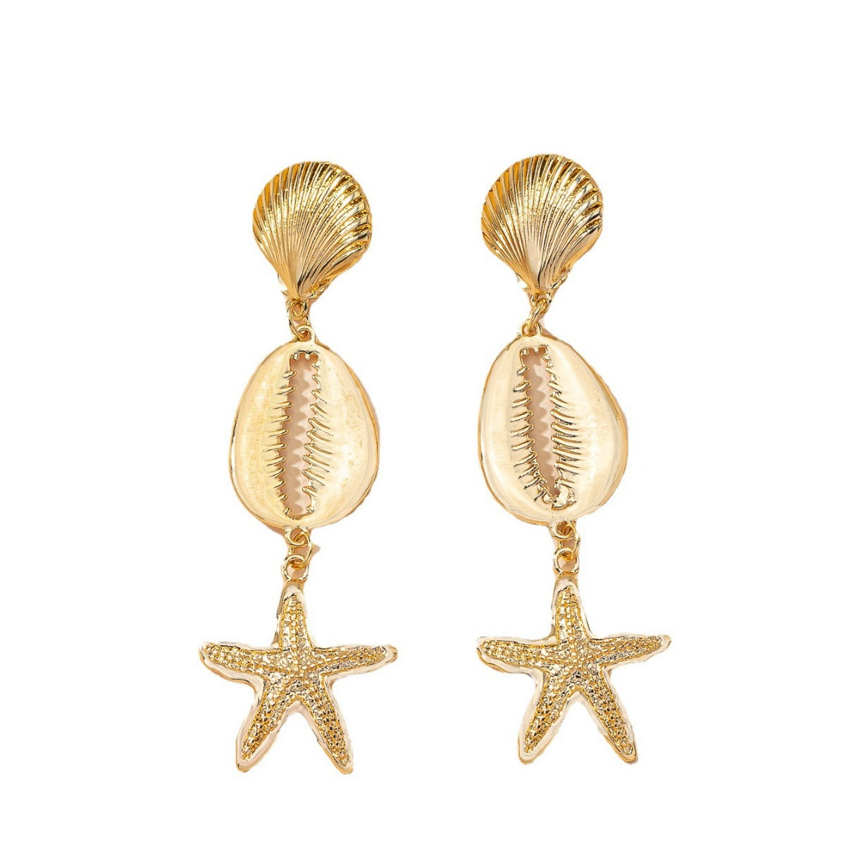 Wholesale Trendy and Versatile Shell Starfish Personality Exaggerated Earrings