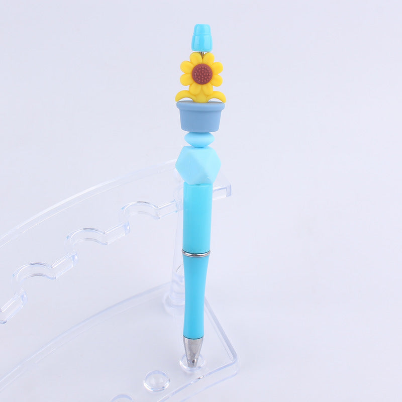 Wholesale Handmade Bead Pen Sunflower Silicone Ballpoint Pen