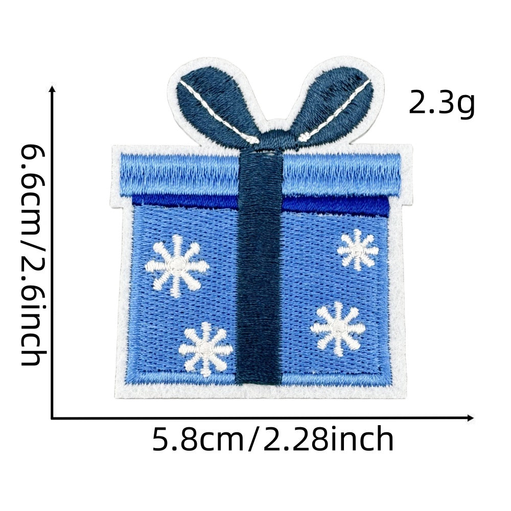 Wholesale Chic Blue Doodle Christmas Embroidery Patches Clothing Applique Stickers DIY Fashion Accessory Gift