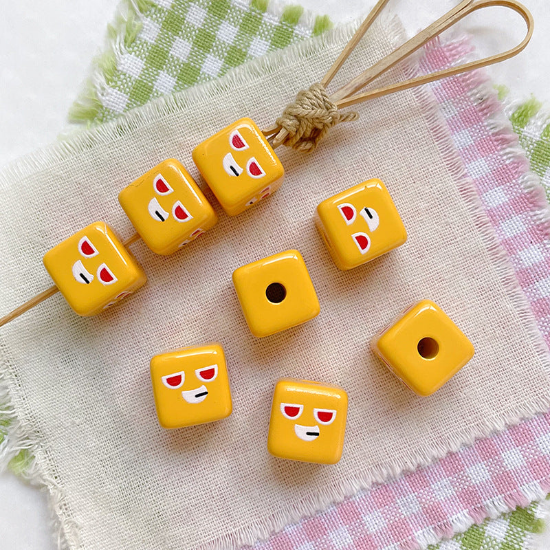 Wholesale 10pcs of auxiliary material printed square Acrylic Beads OLY Exclusive