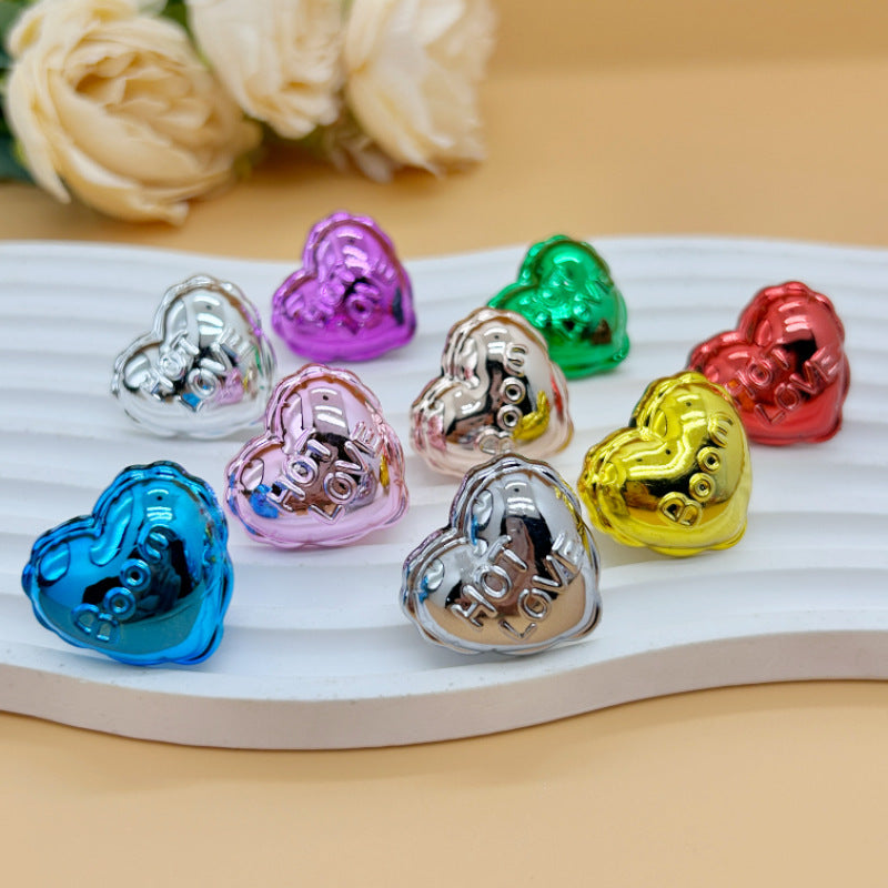 Wholesale 20pcs Acrylic Uv Plated Metal Christmas Balloon Heart  Crystal Beads