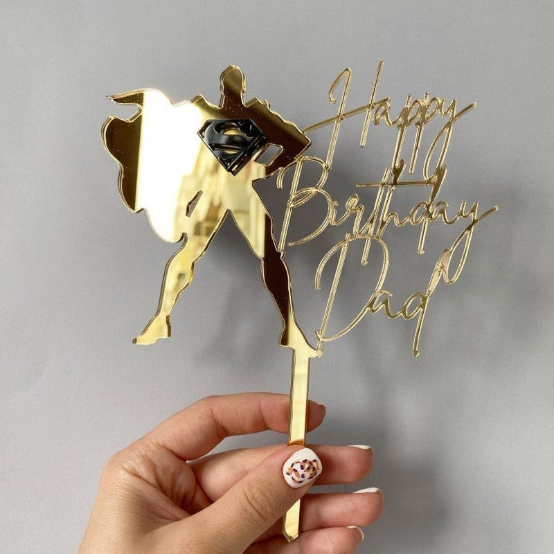 Wholesale 10PCS/PACK Father's Day Superman Dad Acrylic Cake Insert Decoration