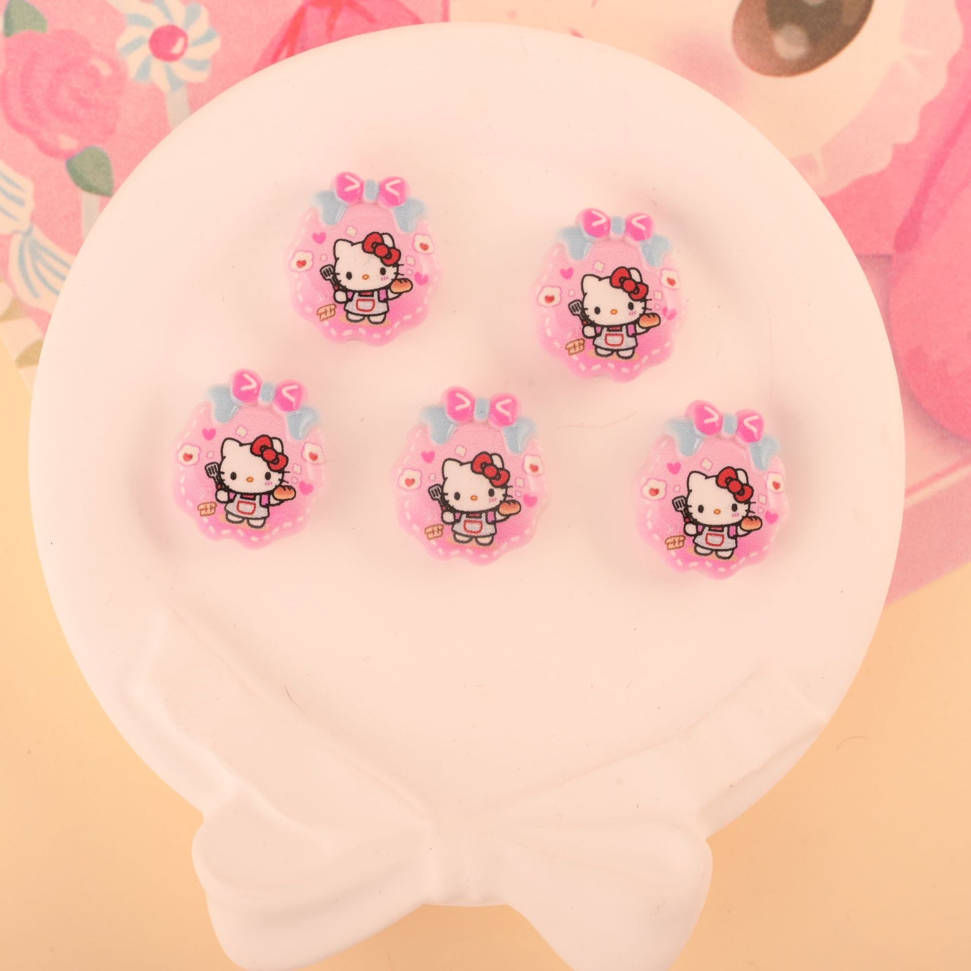 Wholesale 10pcs Acrylic pink beaded spray paint printing design OLY Exclusive
