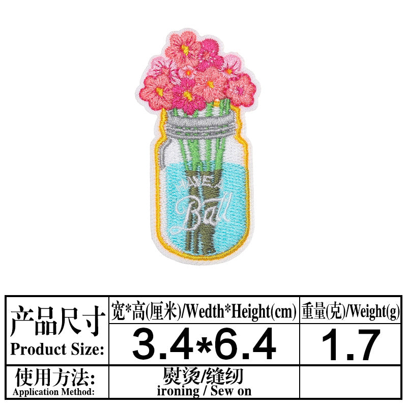 Wholesale Cloth Stickers French Fries Vase Computer Embroidery Stickers Skates Patch Stickers Garment Bag Decorative Appliques