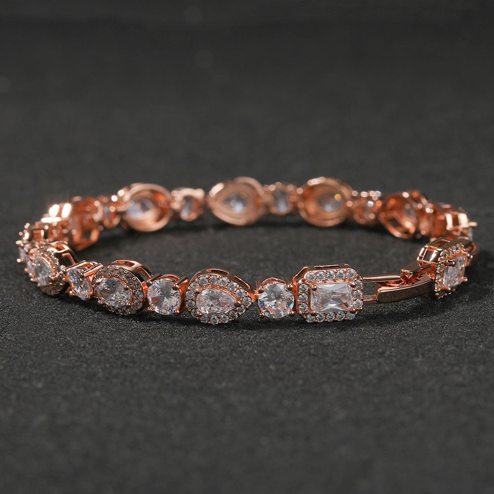 Wholesale Geometric shaped copper inlaid zircon bracelet