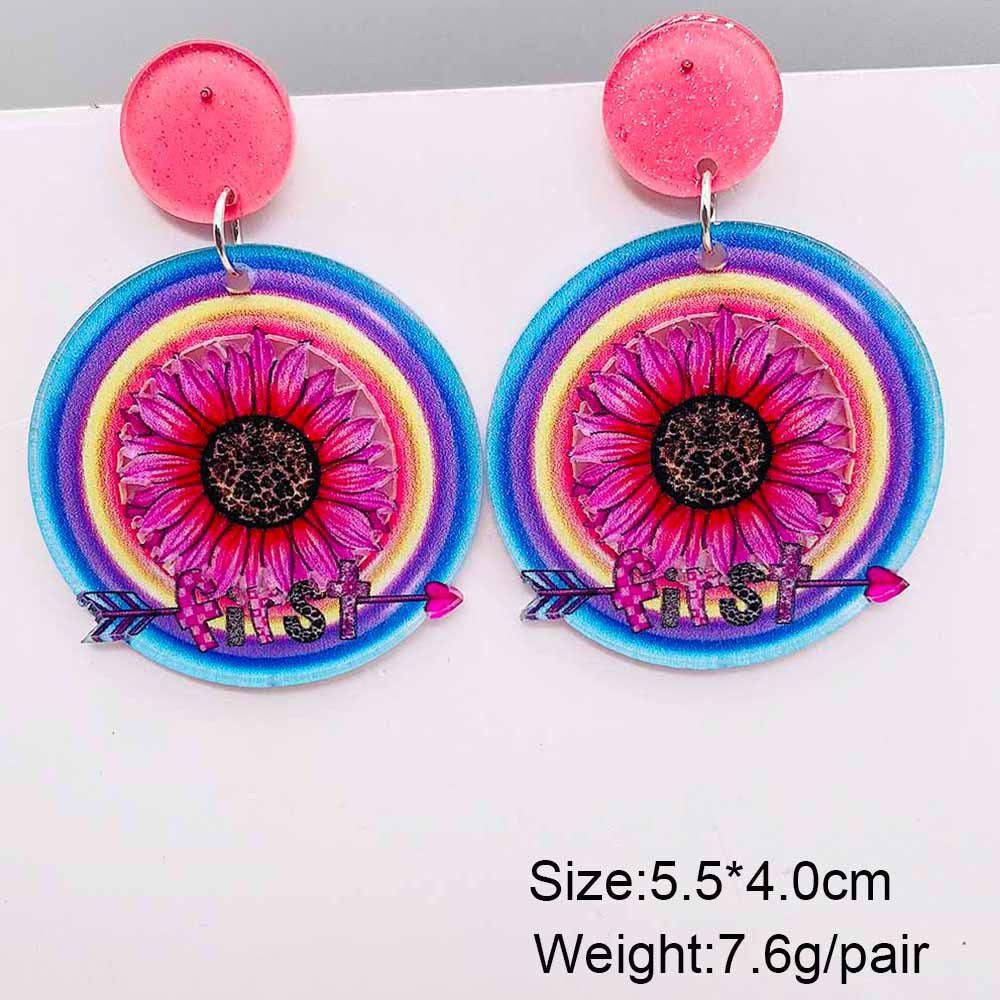 Wholesale Valentine's Day West Highland Cow Rainbow Acrylic Pink Envelope Love Balloon Earrings