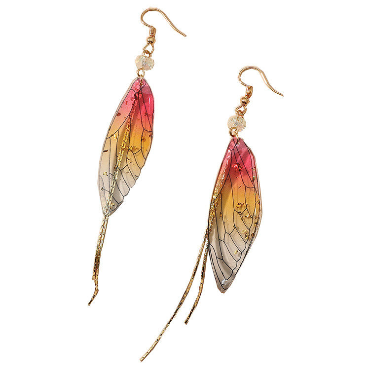 Wholesale Epoxy Butterfly Wings Gradient Color Earrings