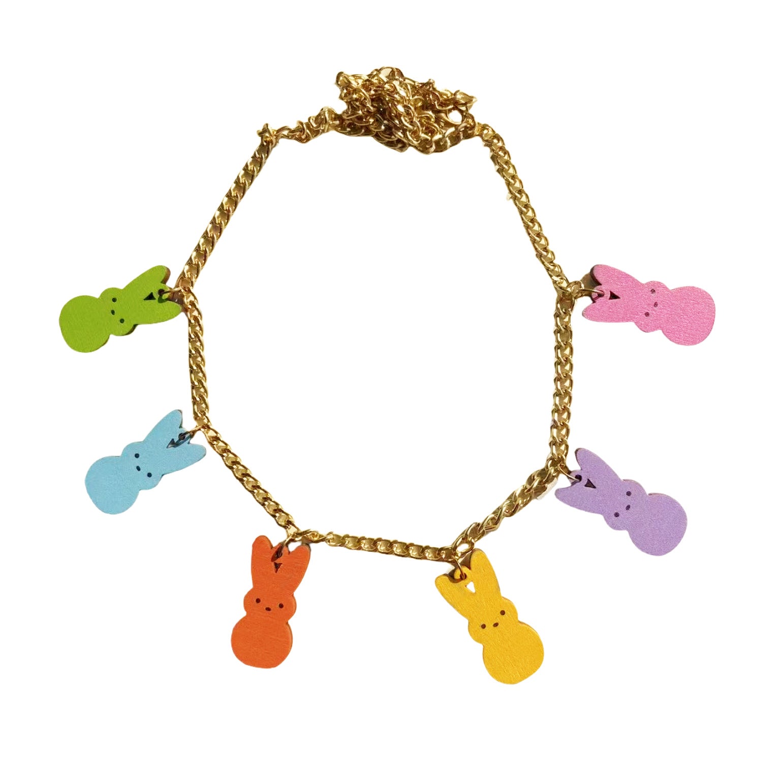 Wholesale  Cute Cartoon Children' s Fun Easter Wood Bunny Necklace