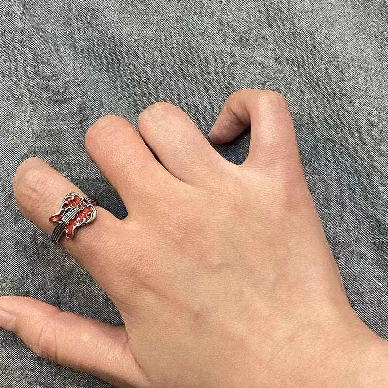 Wholesale Viva Liberty Retro Punk Rock Red Guitar Ring