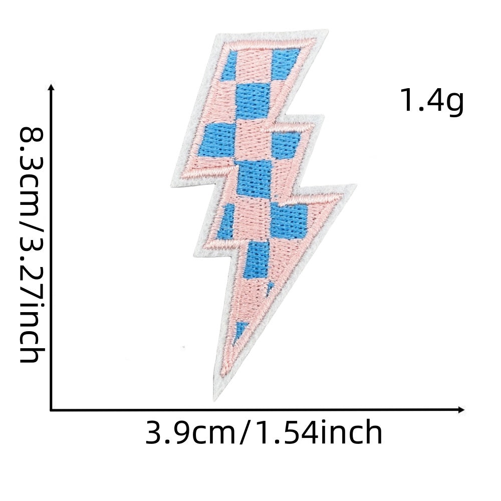 Wholesale  Colorful Lightning Plaid Pattern Embroidery Cloth  DIY Patches