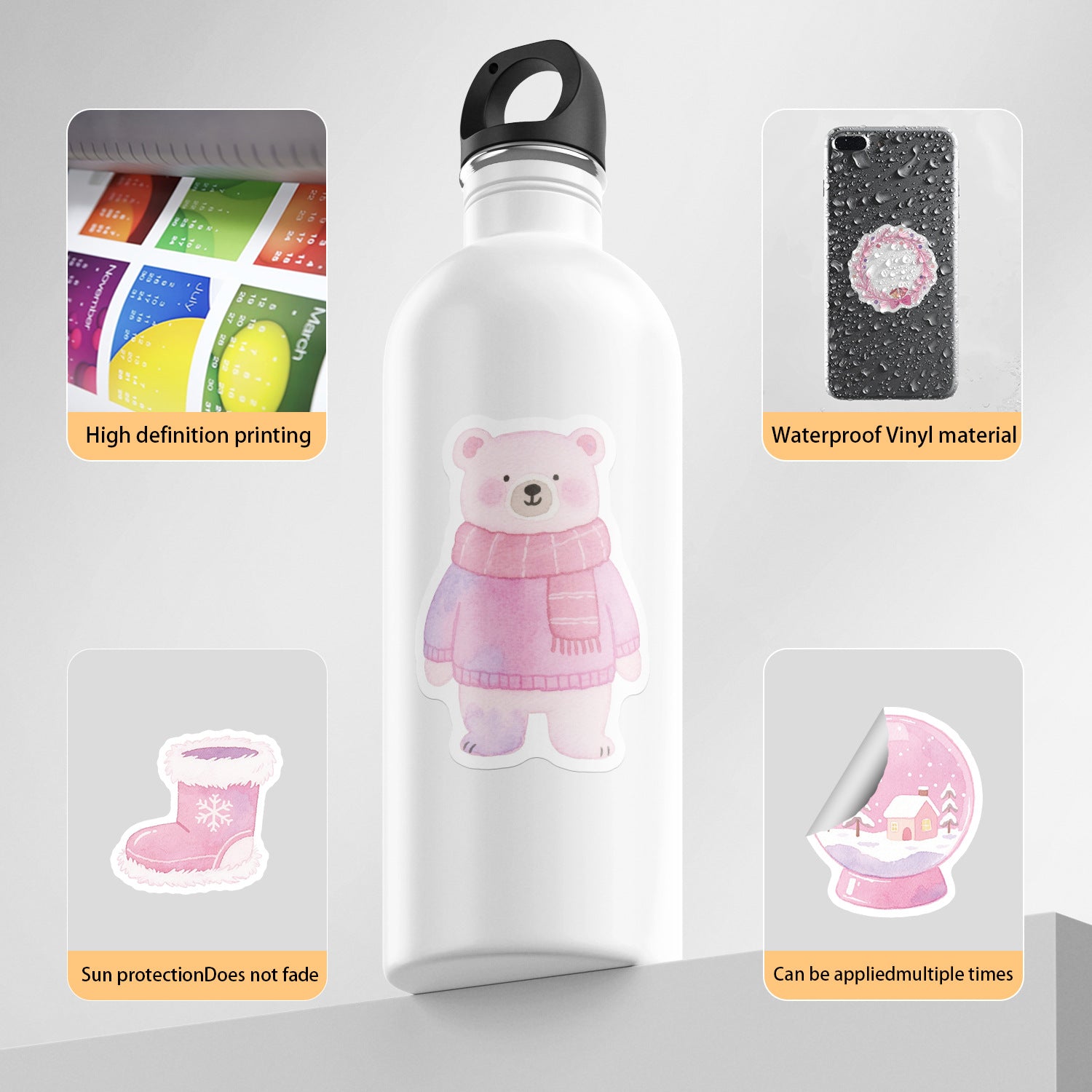 Wholesale 50/ 100pcs  pink Christmas graffiti stickers