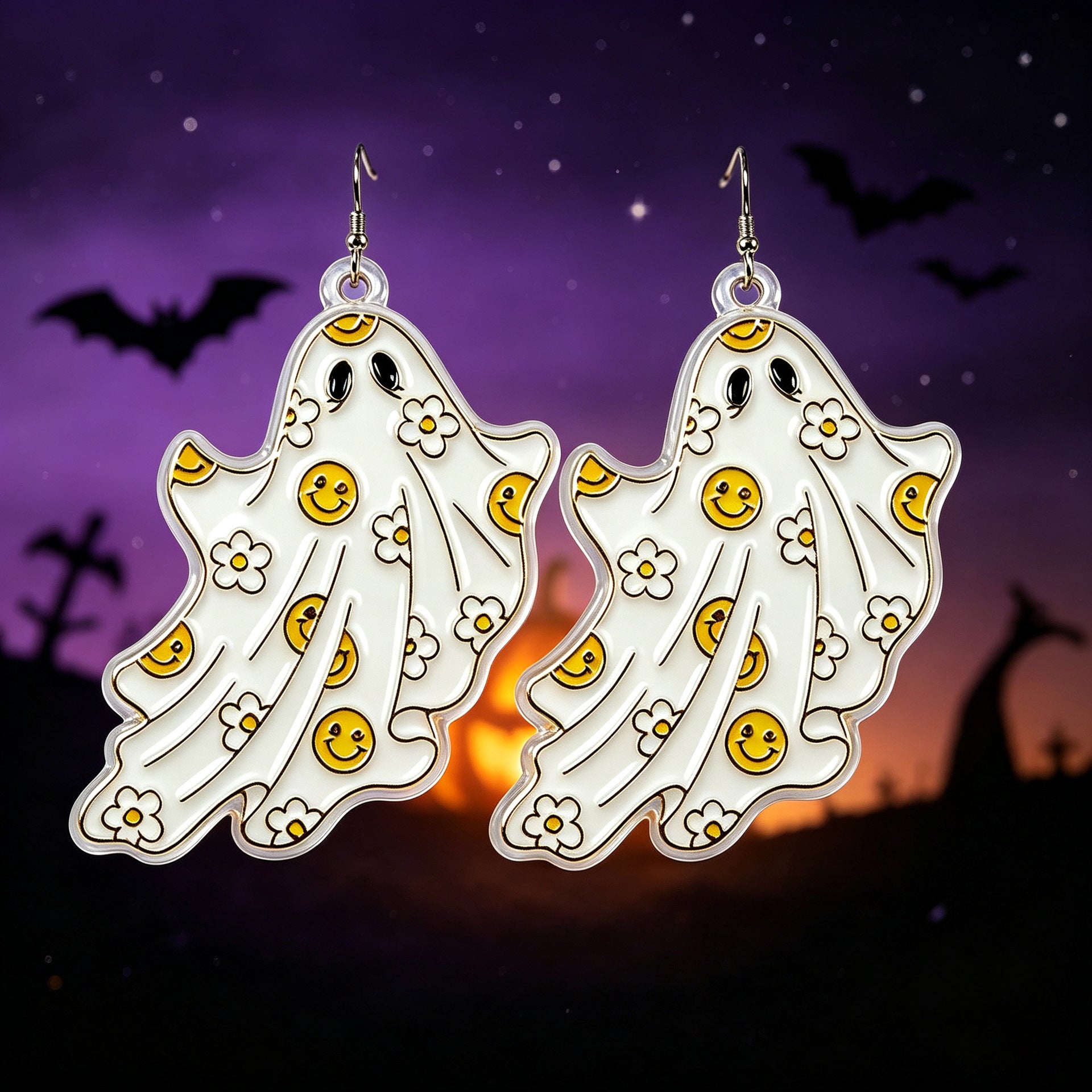 Wholesale  Ghost Cartoon Acrylic Earrings Funny Reading Design Cute Fashion Accessory For Party And Casual Wear