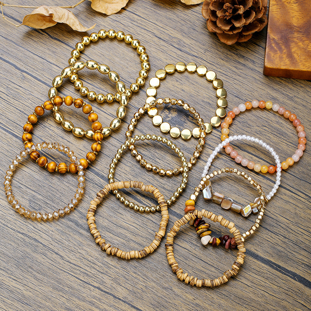 Wholesale Vintage 12-piece Bohemian handmade beaded bracelet set