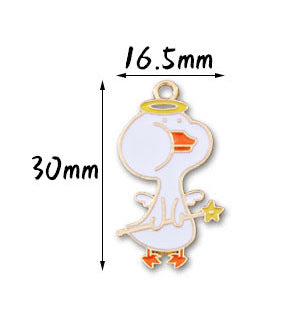 Wholesale 10pcs Cute Refueling Duck Love DIY Alloy Oil Drop Pendant Earring Keychain Pendant
