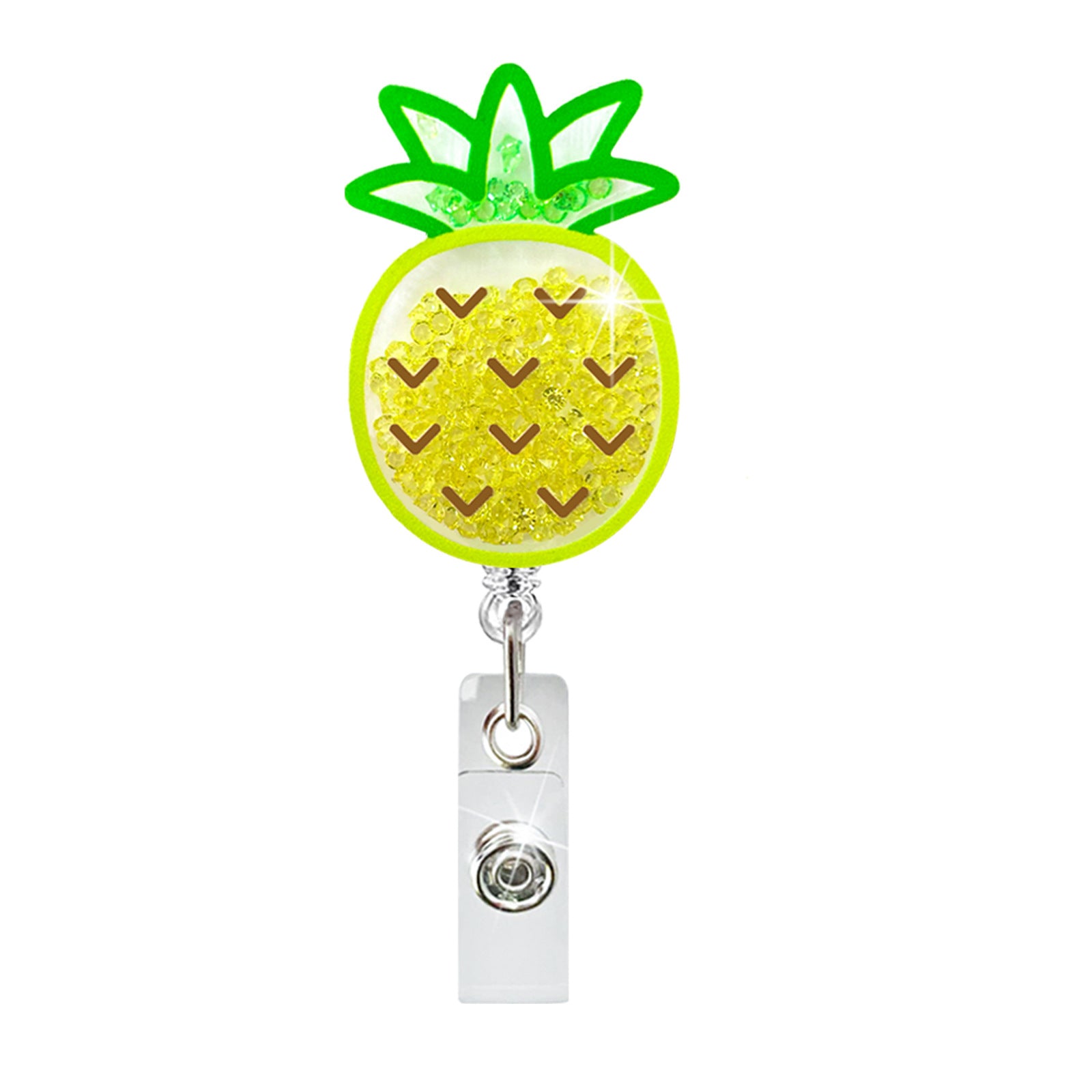 Wholesale Acrylic Quicksand Rhinestone Fruit Strawberry Watermelon Telescopic Badge Scroll Keychain