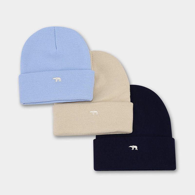 Wholesale Bear Embroidery Thickened Warm Winter Woolen Knitted Hat