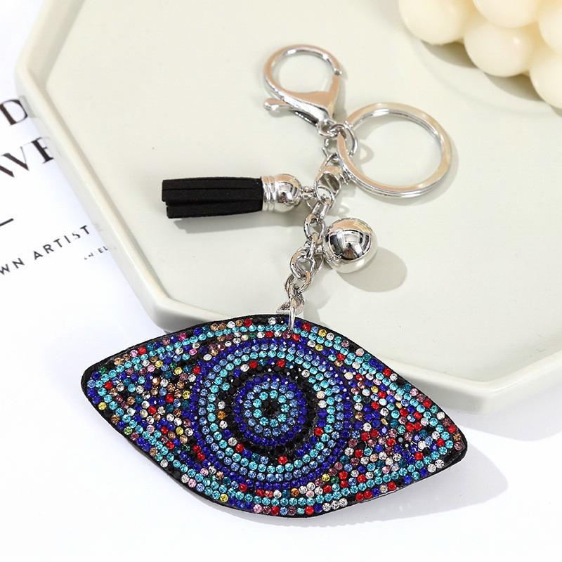Wholesale 12pcs velvet diamond devil evil eyes keychain small tassel