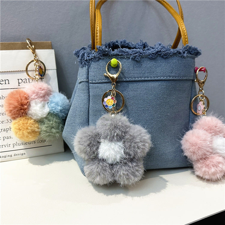 Wholesale Sakura Fur Ball Car Keychain