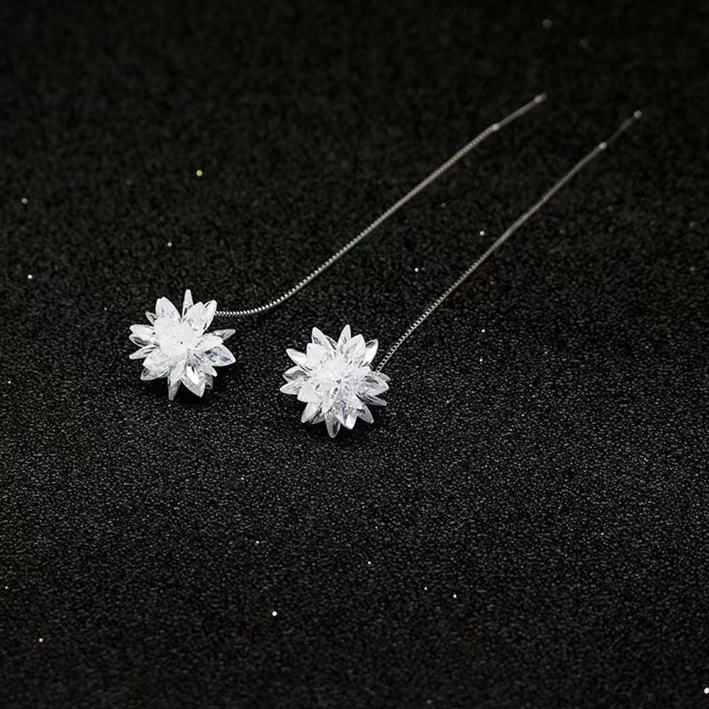 Wholesale Purple Ice Flower Chain Zircon Earrings
