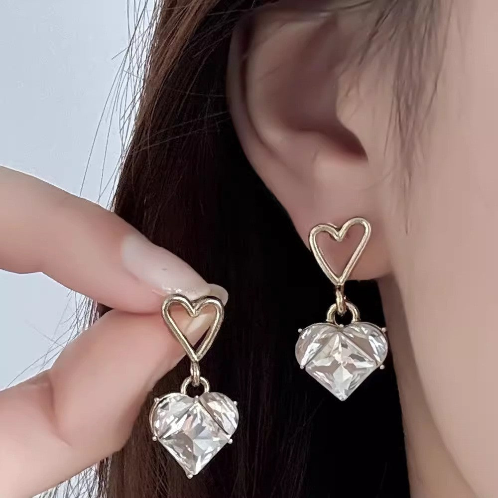 Wholesale Colorful diamond studded silver needle bow Blingbling Earrings