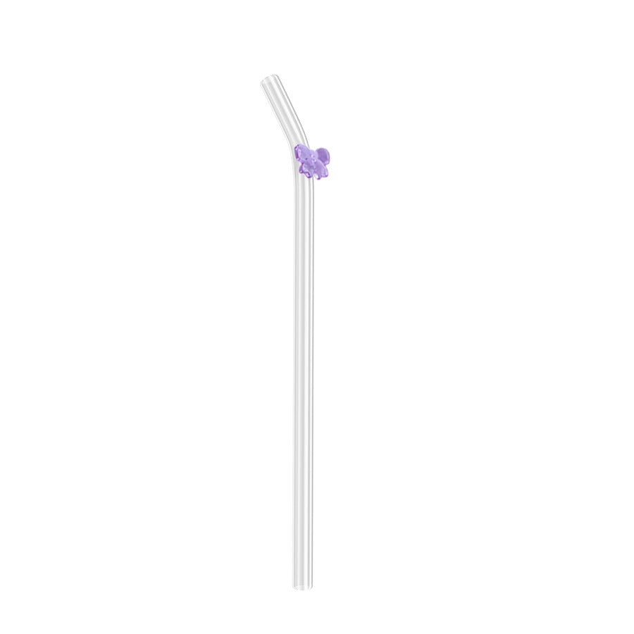 Wholesale Colorful Bow Transparent Borosilicate Glass Straws